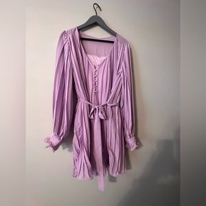 Purple Pleated Swing Romper